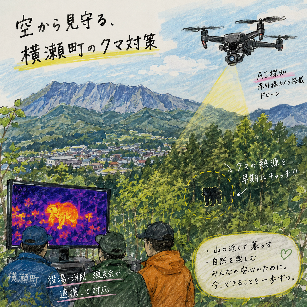 AI探知×赤外線ドローン、横瀬町のクマ対策について調べてみた!|埼玉・横瀬町|2026年5月27日|エキリプ - 芦ヶ久保駅の写真