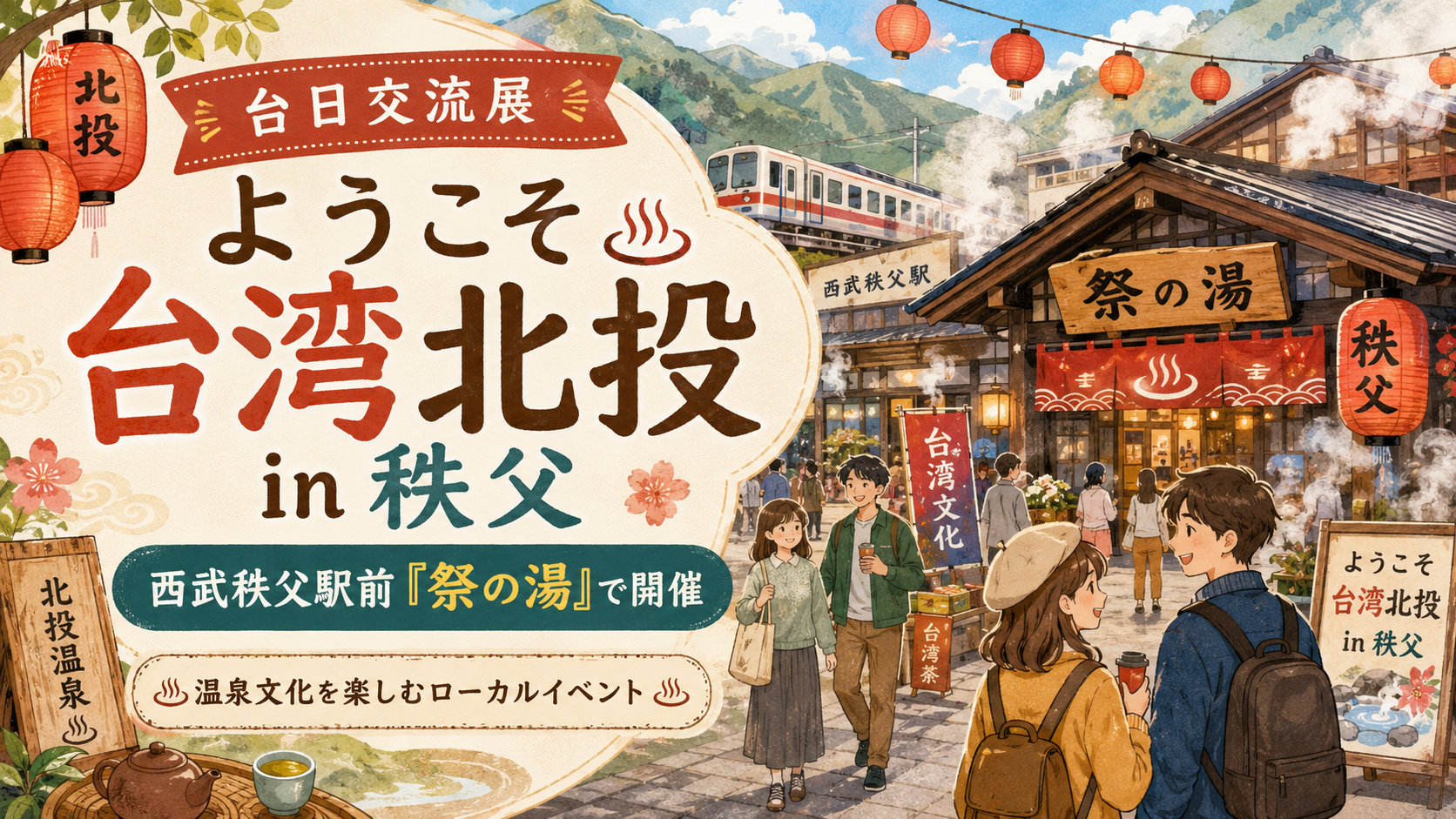 ようこそ台湾北投 in 秩父！西武秩父駅前「祭の湯」で明日から開催｜2026年5月30日（土）〜6月12日（金）｜エキリプ - 西武秩父駅の写真