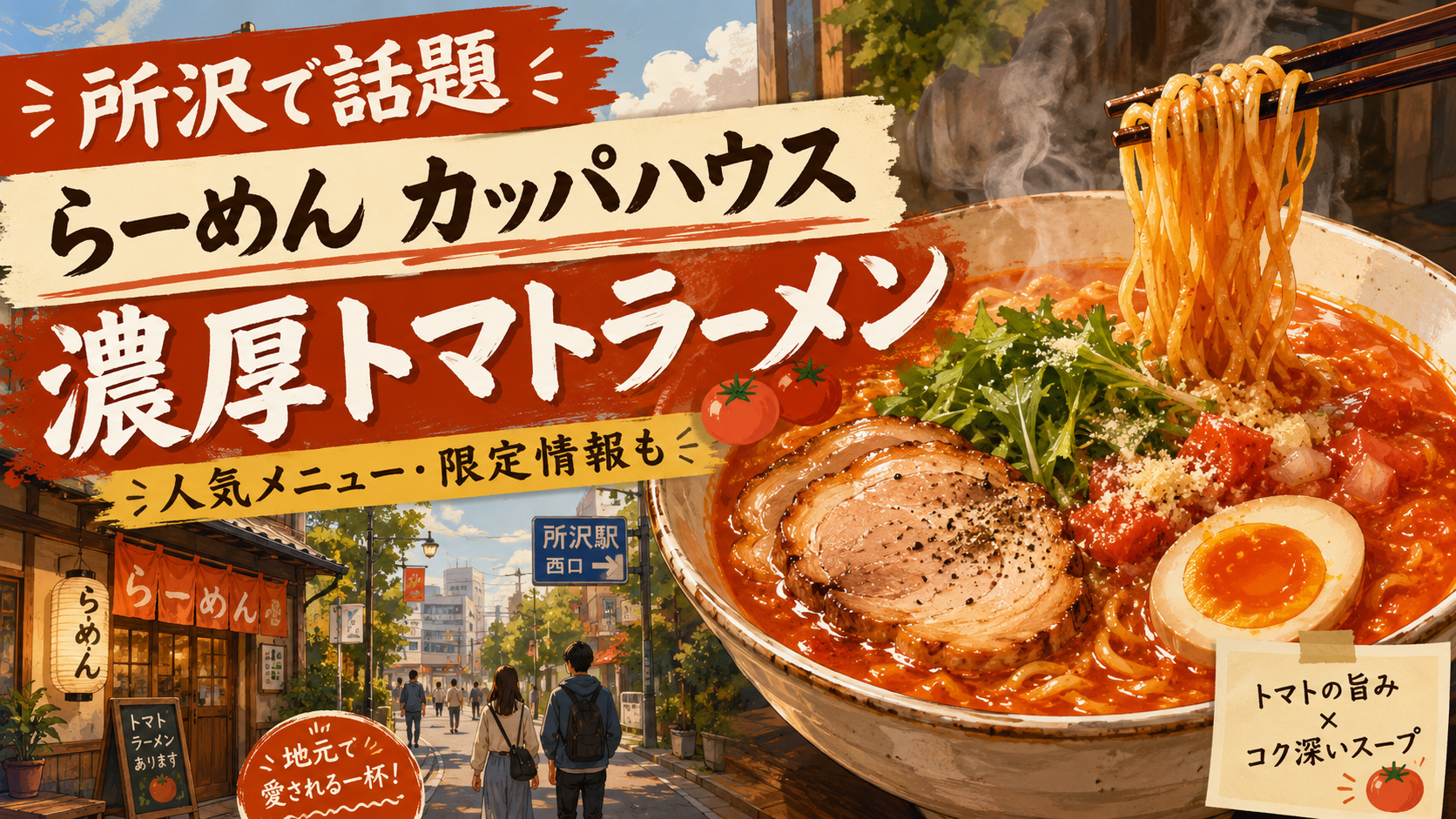 所沢駅で味わう濃厚トマトラーメン|らーめん カッパハウスの人気メニュー・価格・限定情報まとめ - 所沢駅の写真