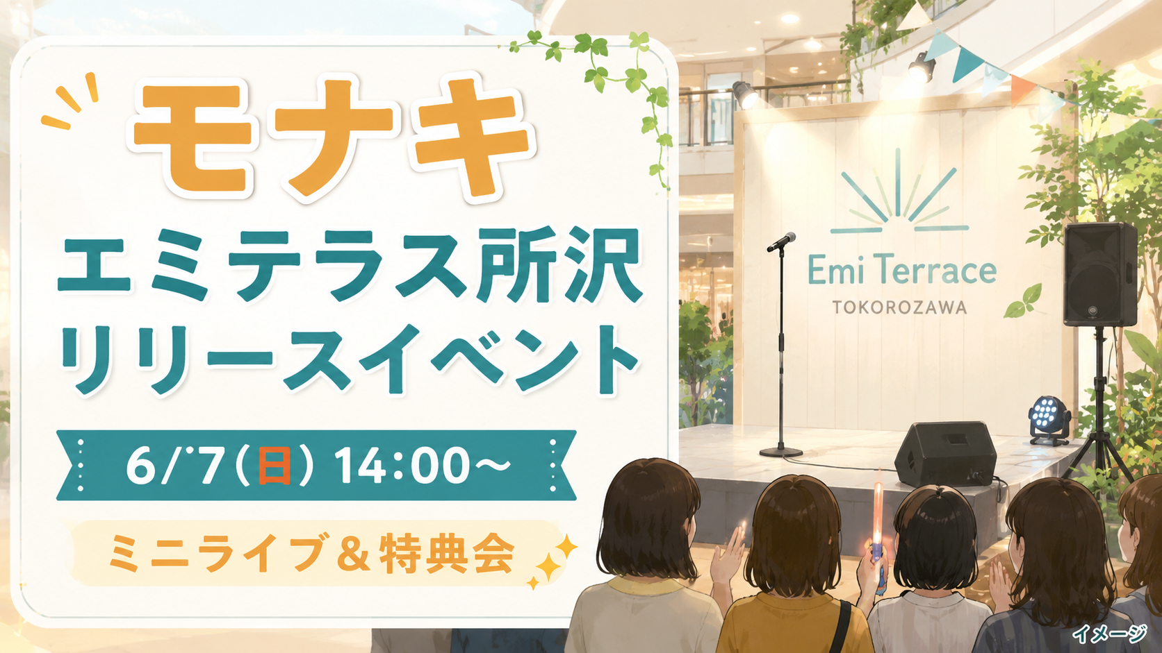 【所沢】モナキがエミテラス所沢でミニライブ！6月7日リリースイベント開催｜エキリプ - 所沢駅の写真