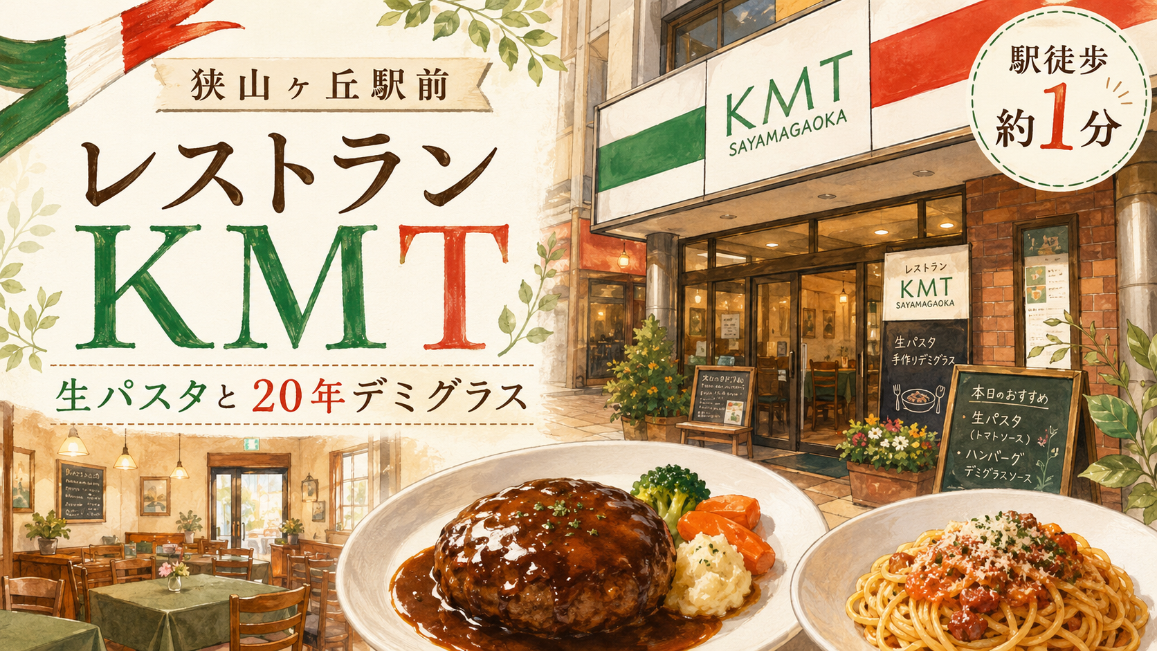狭山ヶ丘駅前の本格イタリアン「レストランKMT」｜生パスタと20年継ぎ足しデミグラスが魅力の街レストラン - 狭山ヶ丘駅の写真