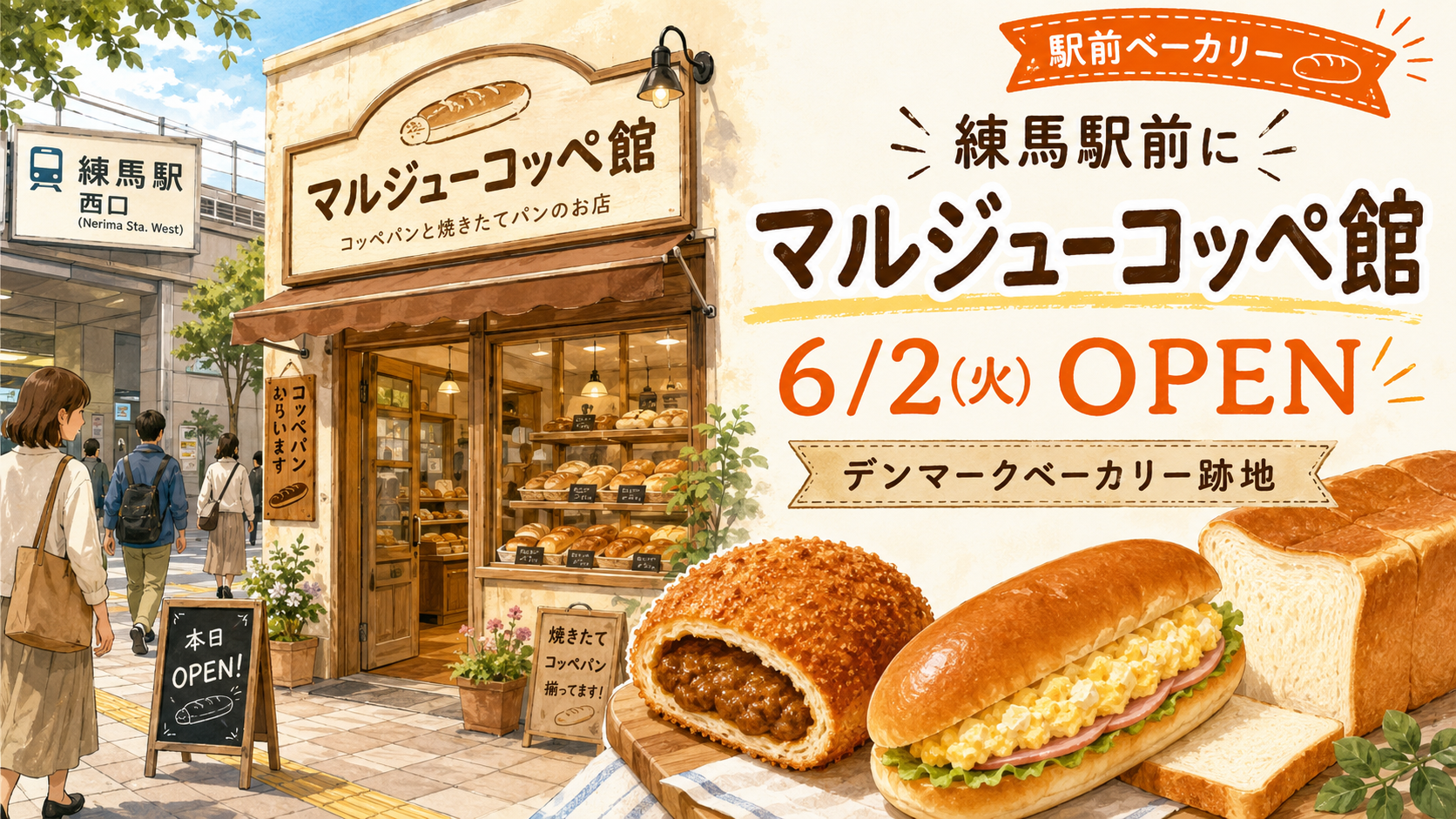 練馬駅前のデンマークベーカリー跡地に「マルジューコッペ館」6月2日オープン！メニュー・価格・イートイン情報まとめ - 練馬駅の写真