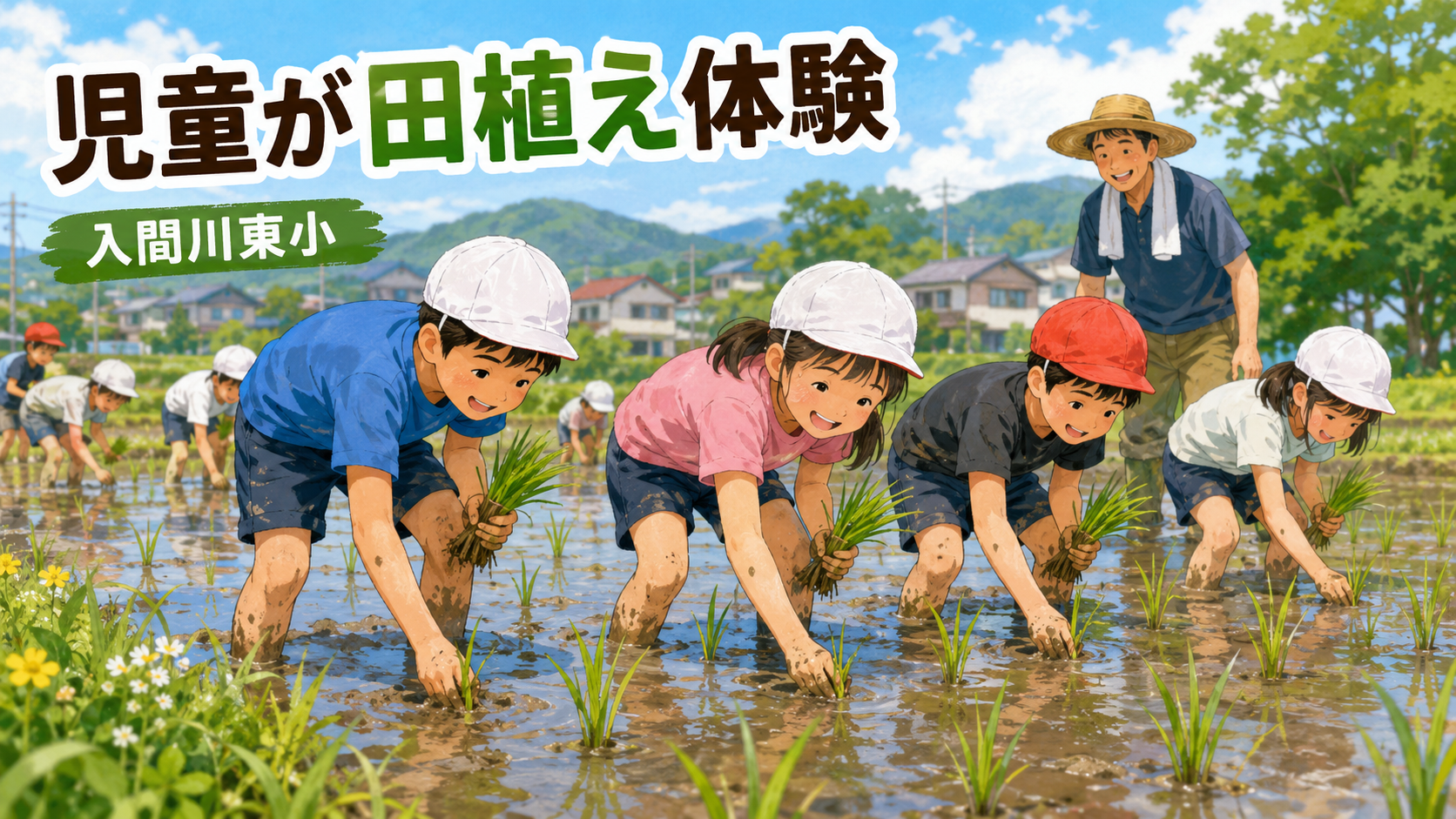 入間川東小学校の5年生111名が田植え体験｜狭山市で農業と食の大切さを学ぶ初夏の地域ニュース｜エキリプ - 狭山市駅の写真
