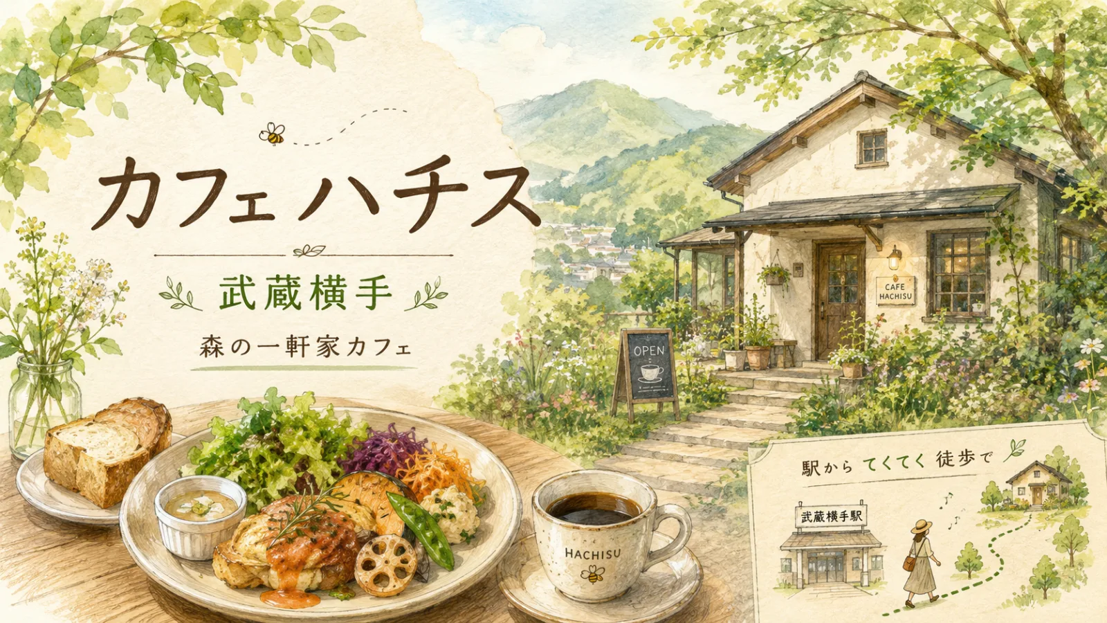 【武蔵横手】カフェ ハチス完全ガイド｜森の一軒家カフェで味わう手作りランチ・メニュー・アクセス情報 - 武蔵横手駅の写真
