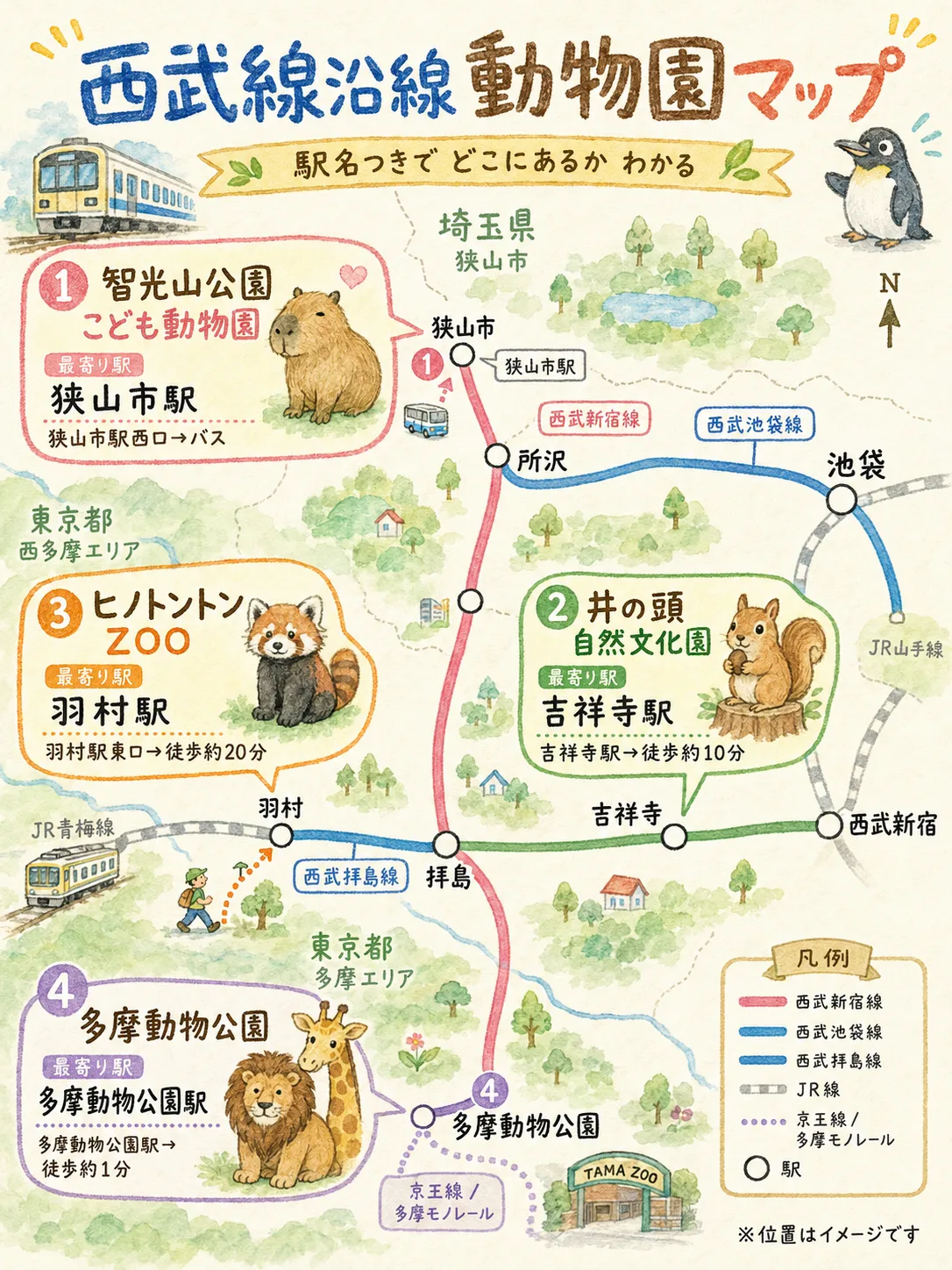 西武線沿線の動物園4選|子連れにおすすめの料金・アクセス・見どころを徹底比較|エキリプ - 狭山市駅の写真