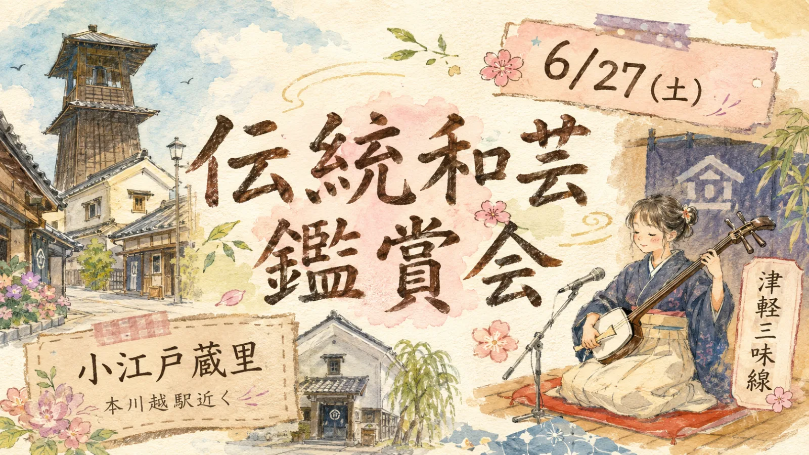 川越・小江戸蔵里で「伝統和芸鑑賞会」6月27日開催｜本川越駅近くで津軽三味線を気軽に鑑賞 - 本川越駅の写真