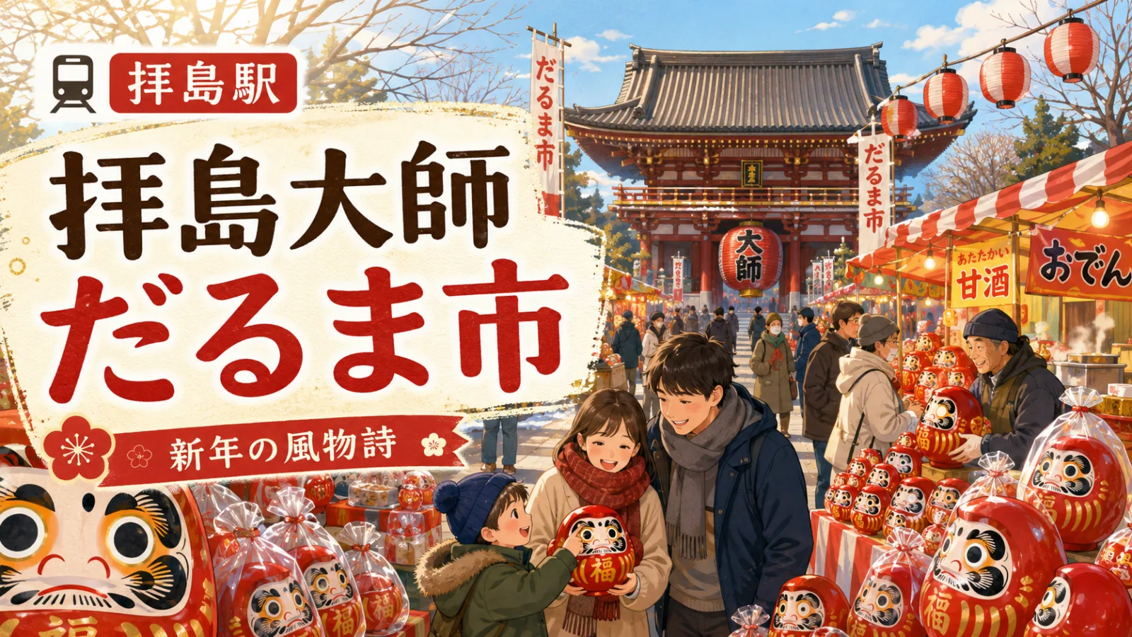 拝島大師だるま市