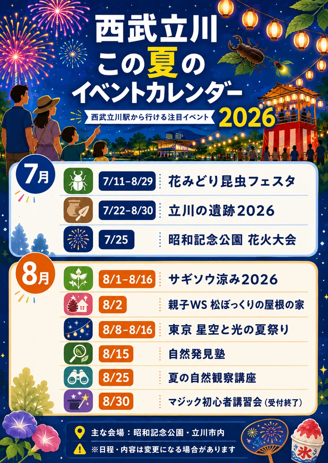 花火!昆虫!光の夏祭り!西武立川の夏イベントカレンダー2026 - 西武立川駅の写真