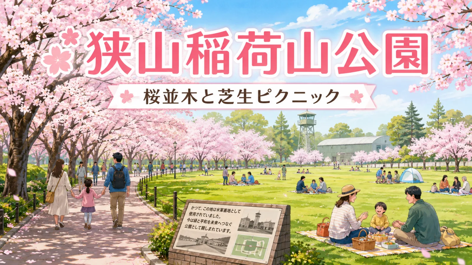 狭山稲荷山公園の桜は約300本!見頃・花見・ピクニック&米軍基地跡地の歴史 - 稲荷山公園駅の写真