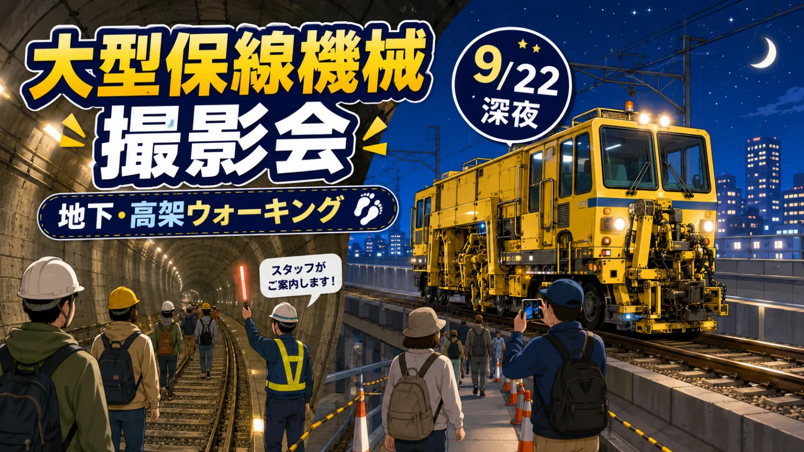 大型保線機械の撮影会2026｜西武有楽町線を深夜ウォーキング！日程・料金・予約方法 - 桜台駅ほか1駅の写真