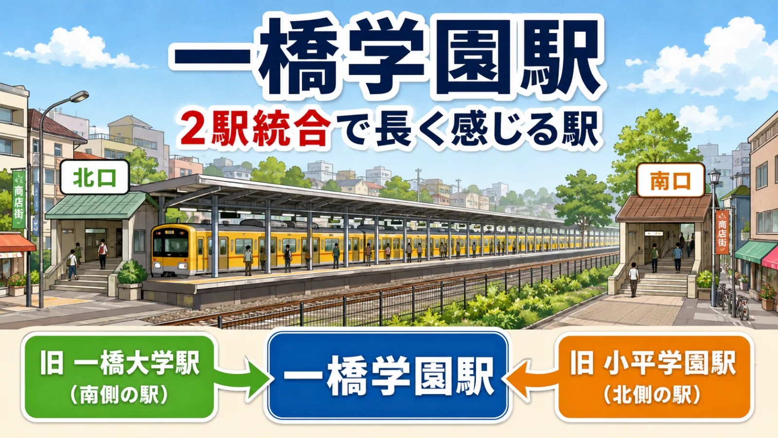 一橋学園駅はなぜ長い?一橋大学駅と小平学園駅が統合された歴史 - 一橋学園駅の写真