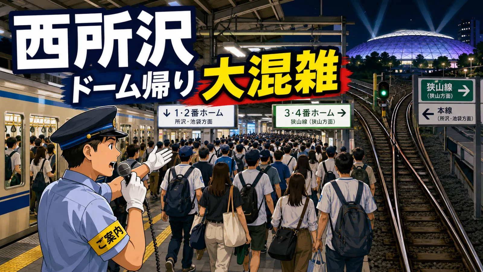 西所沢駅はなぜ混む？ベルーナドーム帰りをさばく狭山線分岐と駅員アナウンス - 西所沢駅の写真