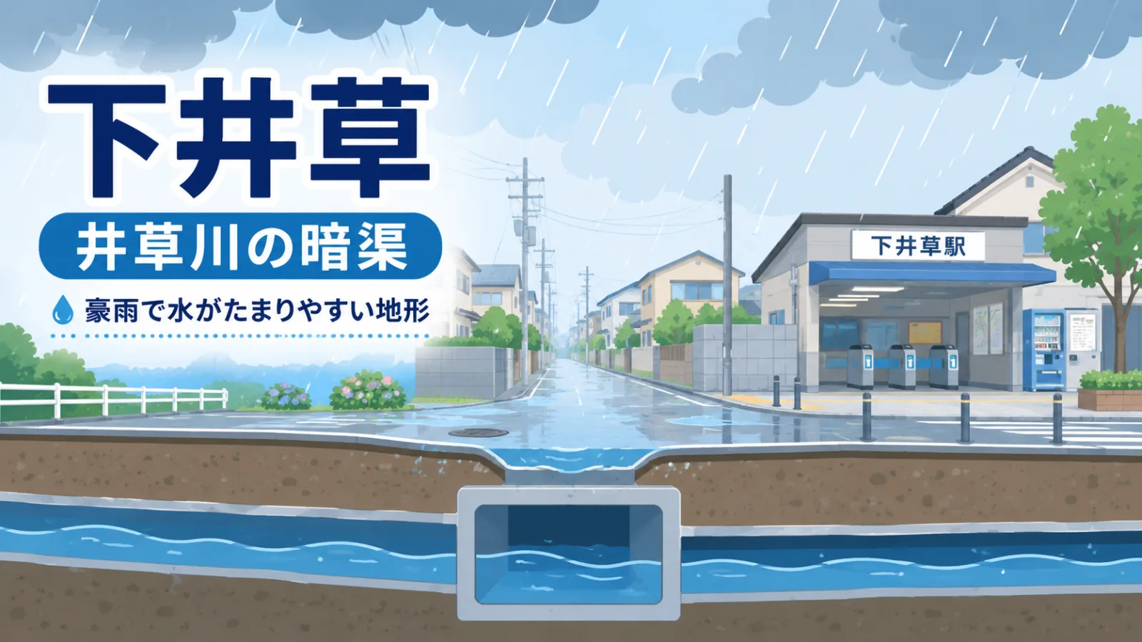 下井草駅に残る井草川の暗渠とは?旧河道と豪雨時に気になる地形を解説 - 下井草駅の写真