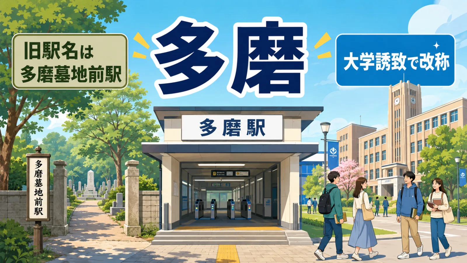 多磨駅はなぜ「多磨墓地前」から改称?東京外国語大学移転と駅名の歴史 - 多磨駅の写真