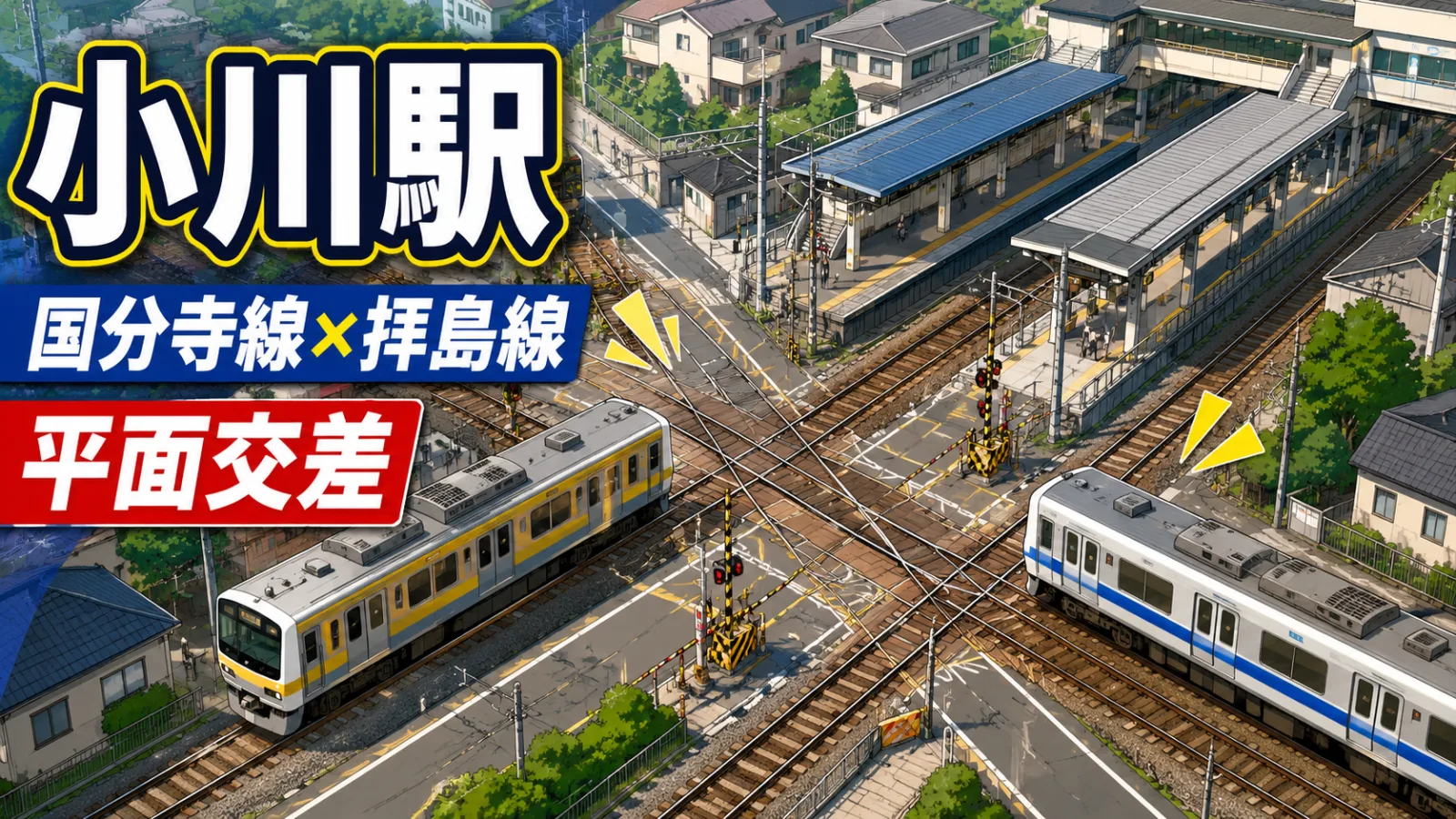 小川駅はなぜ線路がクロスする?西武国分寺線と拝島線の平面交差を解説 - 小川駅の写真