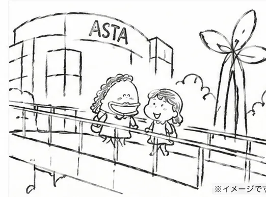 田無アスタ前の歩行者デッキの鉛筆イラスト