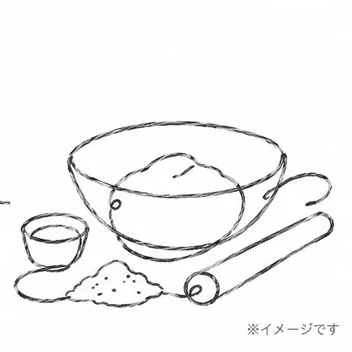 そば粉とそば打ち道具の手描きイラスト